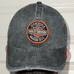 Harley-Davidson Men’s Frayed Charcoal Genuine Oil Patch Hat